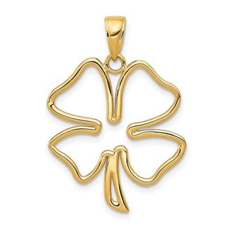 Diamond2Deal 10k Yellow Gold 4-Leaf Clover Pendant