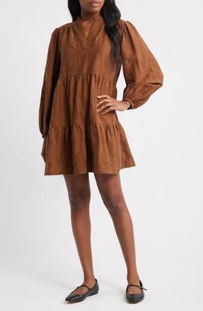 FRNCH Sarrasin Long Sleeve Tiered Dress in Marron Glace at Nordstrom Rack, Size X-Large