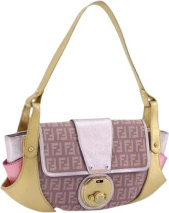 Fendi Pre-owned Shoulder Bags, female, Pink, Size: ONE SIZE Pre-owned Zucchino Shoulder Bag