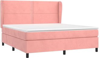 vidaXL Cama Box Spring Con Colch&oacute;n Terciopelo Rosa 180x200 Cm Vidaxl