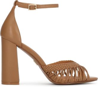 Kazar lichtbruine sandalen met een brede hak - Dames - Sandalen met hakken - Bruin - 37 EU - Leer - Schoenen