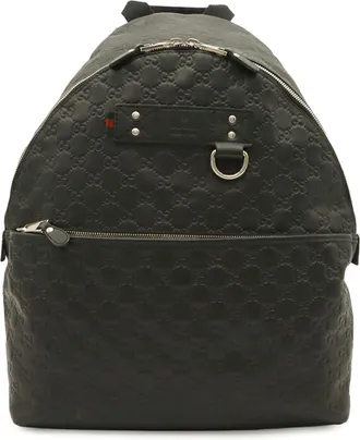 Gucci Black Rubber Leather Backpack (Pre-Owned)