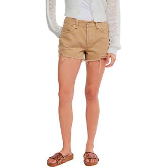 Free People Now or Never Ripped Denim Cutoff Shorts in Oat Latte at Nordstrom, Size 30