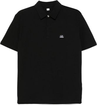 C.P. Company Zwarte Logo Polo T-shirts en Polos - Heren - Polos - Zwart - M - Katoen - Tops