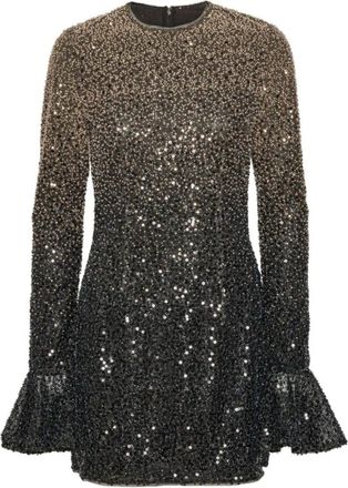 Rotate Rotate Birger Christensen, Kleedjes, Dames, Grijs, M, Polyester, Beaded Ls Mini Dress