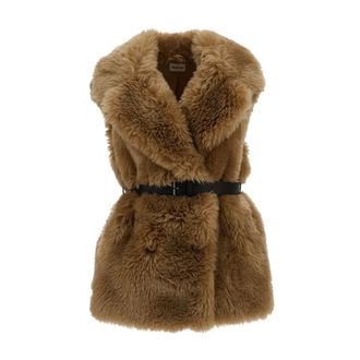 P.A.R.O.S.H. Gilet Lungo in Eco-pelliccia - - Jackets - Donna - Marrone - S