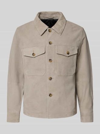 Selected Regular Fit Lederjacke aus echtem Ziegenvelours Modell THOM in Taupe, Gr&ouml;&szlig;e XXL