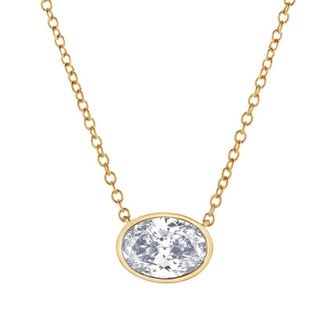 Grown Brilliance 1 Carat Oval Lab Grown Diamond Pendant Necklace Set in 14K Yellow Gold, 18 Inches, H Color, VS Clarity