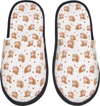 Generic Women Men House Slippers Squirrel And Flower Print Ladies House Slippers Comfy Casual WomenS Slipper, For Indoor Outdoor, Travel, Hotel, M
