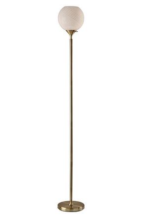 Adesso Swirl Antiqued Brass Torchiere Floor Lamp in Antique Brass at Nordstrom