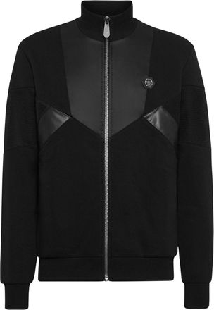 Philipp Plein logo-embroidered track jacket - men - Cotton/Polyester - XXXL - Black