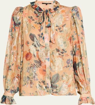 Kobi Halperin Josie Pussybow Floral Blouse
