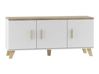 Mirjan24 Mueble Tv Larfloi 106, Blanco + Roble Sonoma, N&uacute;mero De Puertas: 3, N&uacute;mero De Cajones: 0, 150x69x45cm