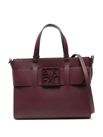 A|X Armani Exchange logo-plaque tote bag - women - Polyester/Polyurethane/Polyurethane - One Size - Red