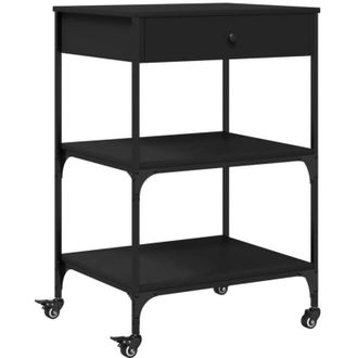 vidaXL Carrito De Cocina De Madera De Ingenier&iacute;a Negro 60x48x89,5 Cm Vidaxl