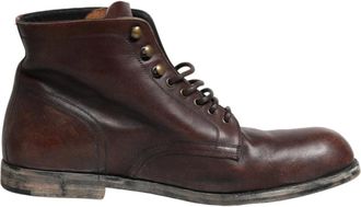 Dolce & Gabbana Korte Laarzen - Heren - Veterlaarzen - Bruin - 44 EU - Leer - Schoenen