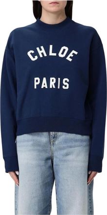 Chlo&eacute; Hoodies & sweatvesten, Dames, Blauw, M, Blauwe Crew Neck Sweatshirt