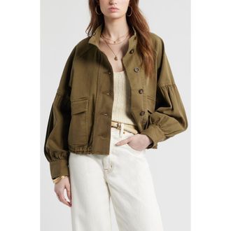 Treasure & Bond Blouson Twill Utility Jacket in Olive Dark at Nordstrom, Size Xx-Small