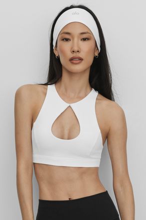 Alo | Airbrush Lock In Bra in White, Size: Medium