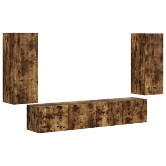 vidaXL Conjunto De Mueble Para Tv De Pared 4 Pcs Roble Ahumado Vidaxl