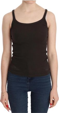 Pink Memories Mouwloze Top Blouse - Dames - Tops zonder mouwen - Bruin - S - Katoen - Tops