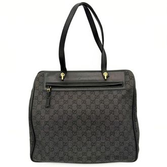 Gucci Black Canvas Leather Tote Bag (Pre-Owned)