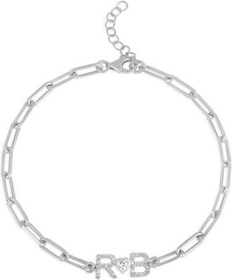SHYMI Pav&eacute; Initial Heart Bracelet in Silver at Nordstrom