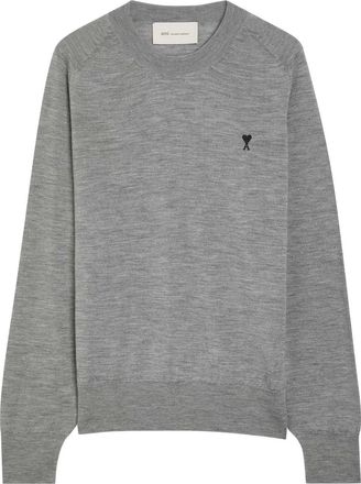 Ami Ami Paris Logo-embroidered Wool Jumper - Grey - XL
