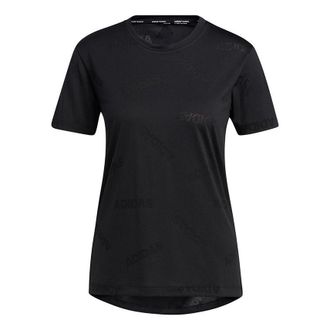 adidas (WMNS) adidas Aeroknit Tee Solid Color Round Neck Sports Short Sleeve Black T-Shirt GQ9428