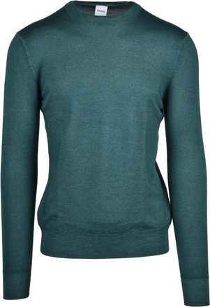 Aspesi Crew Neck Pullover In Fine-Knit Wool With Ribbed Details