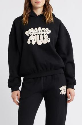 Princess Polly Brand Logo Hoodie in Black at Nordstrom Rack, Size 10