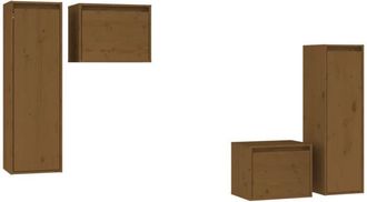 vidaXL Tv Cabinets 4 pcs Honey Brown Solid Wood Pine Vidaxl