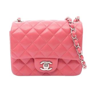 Chanel Pre-owned Mini Matelasse Lambskin Shoulder Bag - Dames - Pre-owned - Roze - Maat: ONE Size Leer