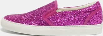 Dsquared2 Pink Glitter Crystal Embellished Slip On Sneakers