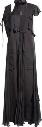 sacai Mixed Media Maxi Dress in Black at Nordstrom, Size 4