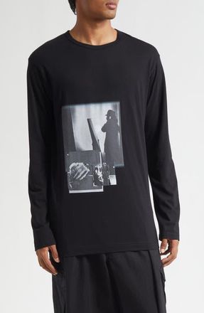 Yohji Yamamoto Basic Long Sleeve Graphic T-Shirt in Black at Nordstrom, Size 3