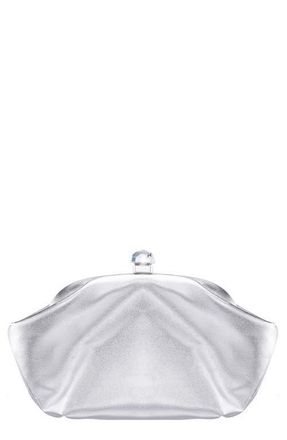 Nina Lyric Metallic Faux Leather Clutch in Silver at Nordstrom