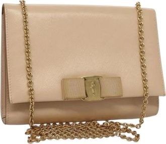 Ferragamo Pre-owned Clutches, female, Beige, Size: ONE SIZE Pre-owned Leather Crossbody Bag