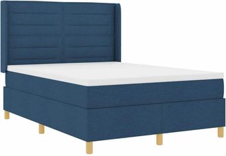 vidaXL Cama Tipo Box Spring Con Colch&oacute;n Azul 140 X 190 Cm Tela Vidaxl