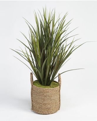 D&W Silks Inc Tall Grass in Round Natural Rattan Basket