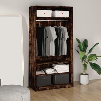 vidaXL Vidaxl - Armario Madera Contrachapada Color Roble Ahumado 100x50x200 Cm
