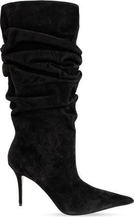 Amina Muaddi Anok Bootie 90 - Dames - Laarzen met Hak - Zwart - 37 EU - Leer - Schoenen