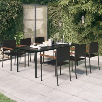vidaXL Juego De Comedor Para Jard&iacute;n 7 Piezas Negro Vidaxl