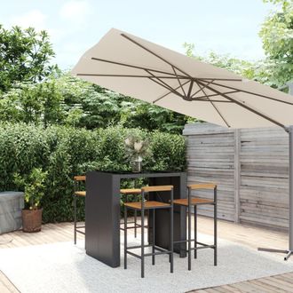 vidaXL Mesa Bar Y Taburetes Jard&iacute;n 5 Pzas Madera Acacia Rat&aacute;n Pe Negro Vidaxl