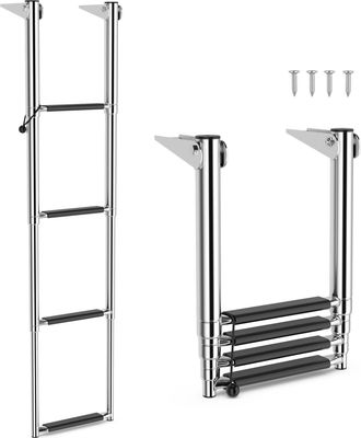 Costway Costway Escalera Telesc&oacute;pica Para Barcos De 4 Escalones, Escalera De Barco Extensible Plegable, De Acero Inoxidable Resistente Para Pontones, Yates Co
