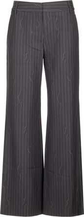 Off-white Pinstripe Wide Broeken - Dames - Wijde Broeken - Grijs - L - Katoen - Broeken