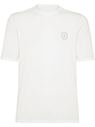 Brunello Cucinelli White Mock Collar T-Shirts