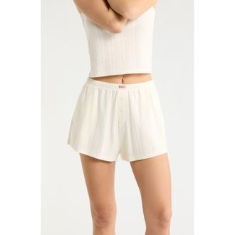 Lunya Pointelle High Waist Pajama Shorts in Tranquil White at Nordstrom, Size X-Large