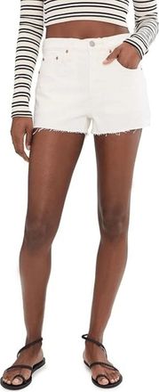 Levi's Premium 501 Shorts Womens Off White Denim Original Fit Raw Hem GBO3868