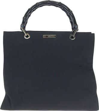 Gucci Black Nylon Bamboo Tote (Authentic Pre-Loved)